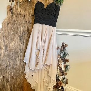 Arden B Women's High Low Strapless Black & Tan Formal Dinner Dress Size XS